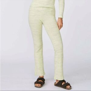 New MONROW Cosmo Ribbed Flare Leg Lounge Pat Jogger Yellow Green Size Large